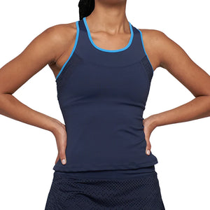 Women`s Elite Laser Cut Star Tennis Tank Jet Blue and Lagoon Apparel Lija