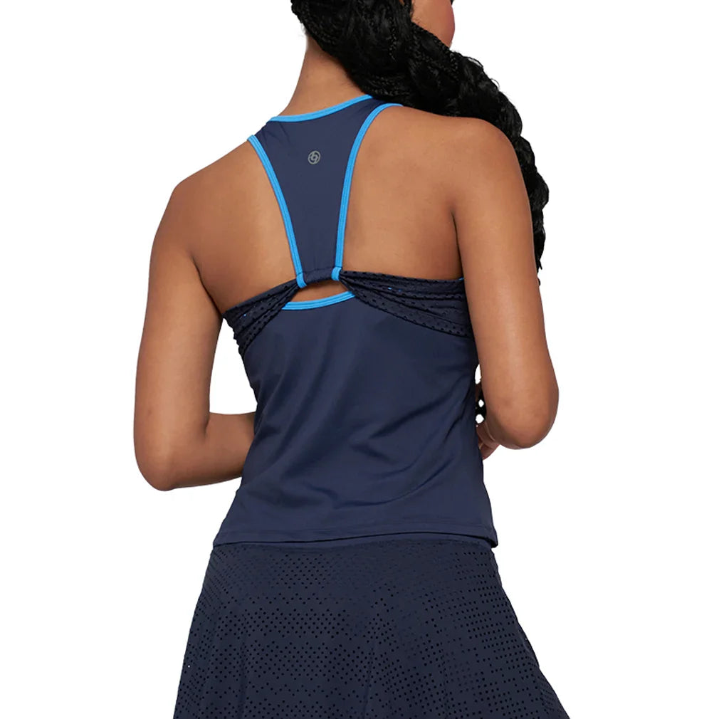 Women`s Elite Laser Cut Star Tennis Tank Jet Blue and Lagoon Apparel Lija