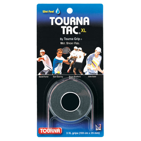 Tac XL 3 Pack Black Tennis Overgrips Accessories Tourna