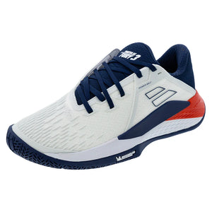 Men's Propulse Fury 3 All Court Tennis Shoes White and Estate Blue Footwear Babolat