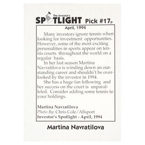 Martina Navratilova Spotlight Card - Limited Memorabilia Tennis Express