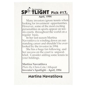 Martina Navratilova Spotlight Card - Limited Memorabilia Tennis Express