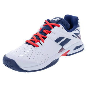 Junior`s Propulse AC Tennis Shoes White and Estate Blue Footwear Babolat