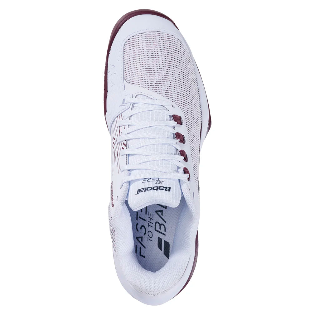 Mens Jet Tere 2 All Court Tennis Shoes White and Port Royale Footwear Babolat
