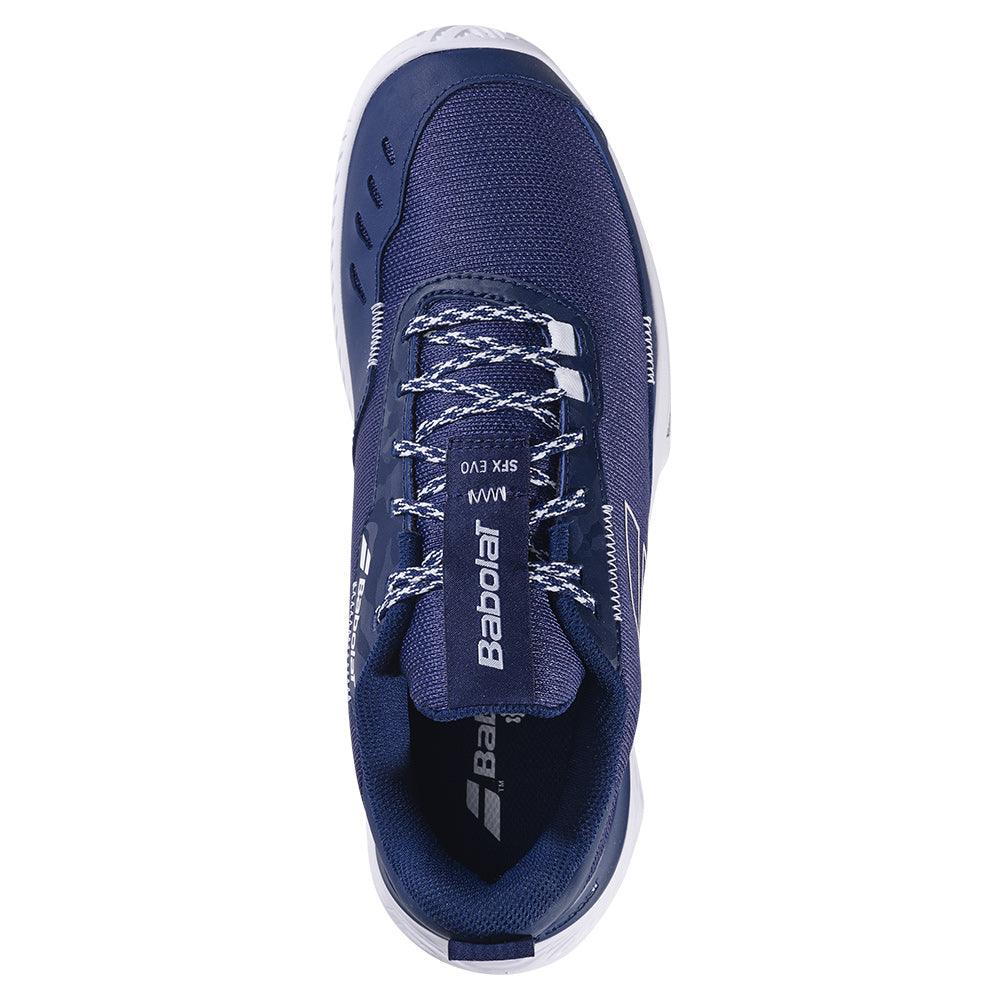 Men`s SFX Evo Tennis Shoes Dark Blue and White Footwear Babolat