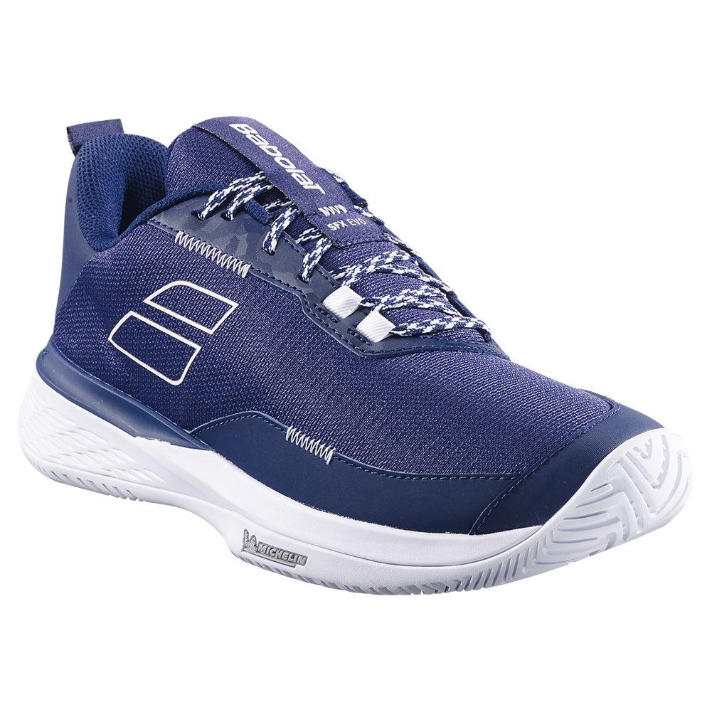 Men`s SFX Evo Tennis Shoes Dark Blue and White Footwear Babolat