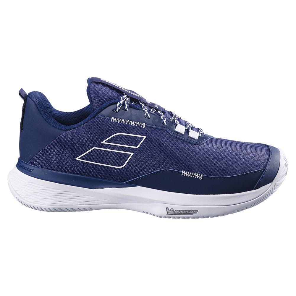 Men`s SFX Evo Tennis Shoes Dark Blue and White Footwear Babolat