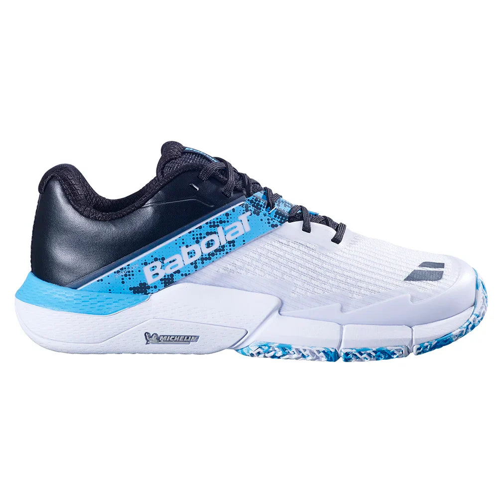 Men`s Movea Padel Shoes White and Cyan Blue Footwear Babolat