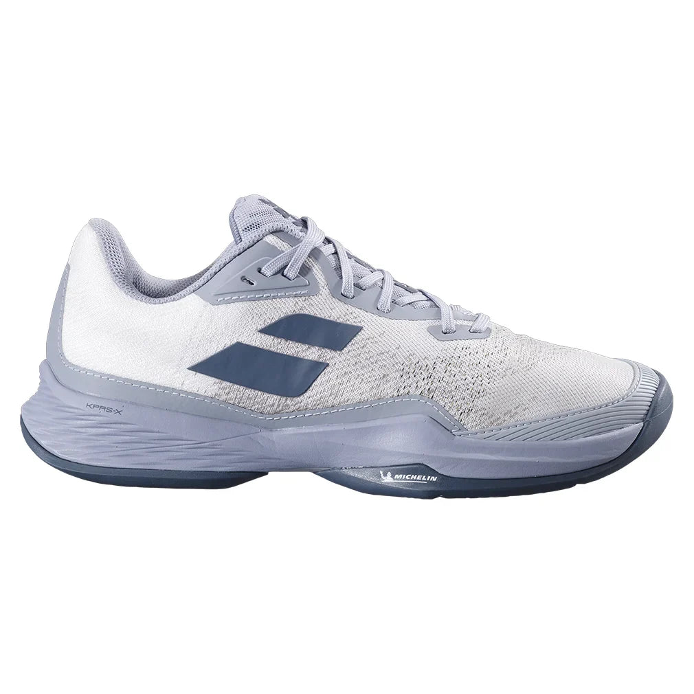 Men`s Jet Mach 3 Tennis Shoes White and Dark Grey Footwear Babolat