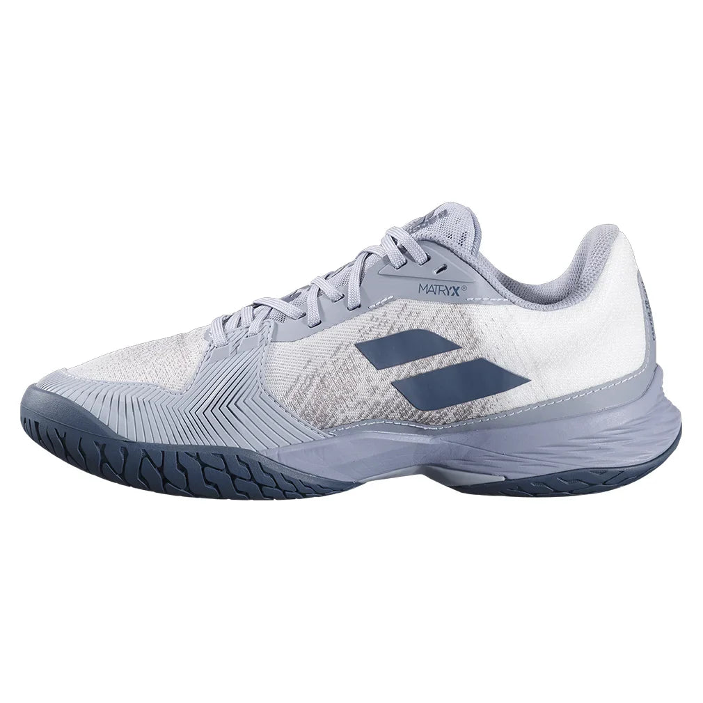 Men`s Jet Mach 3 Tennis Shoes White and Dark Grey Footwear Babolat