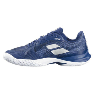 Men`s Jet Mach 3 Tennis Shoes Dark Blue and Silver Footwear Babolat