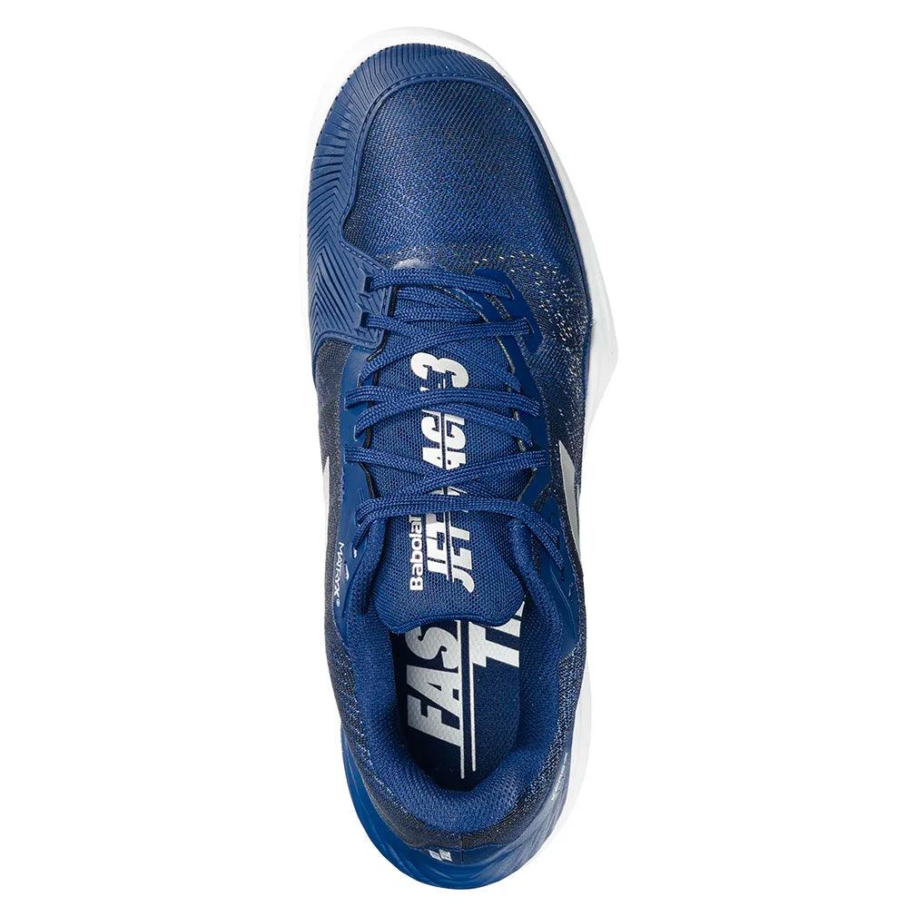 Men`s Jet Mach 3 Tennis Shoes Dark Blue and Silver Footwear Babolat