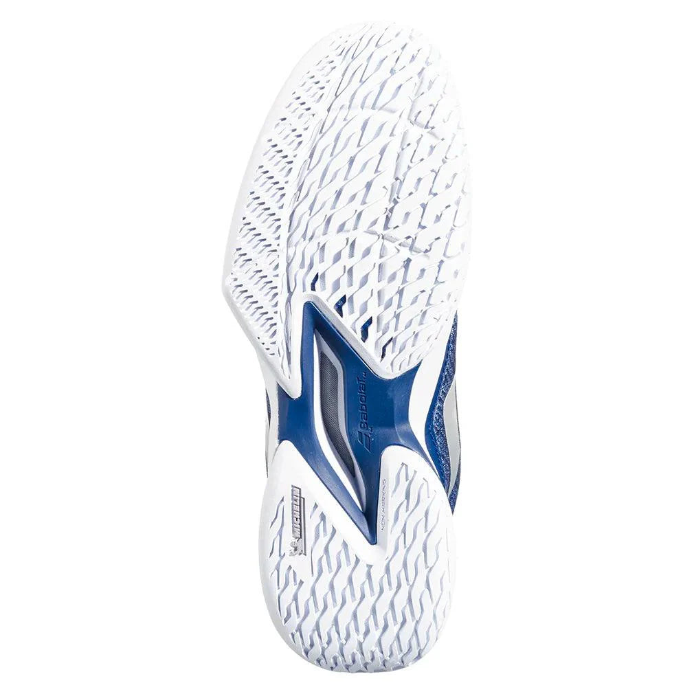 Men`s Jet Mach 3 Tennis Shoes Dark Blue and Silver Footwear Babolat