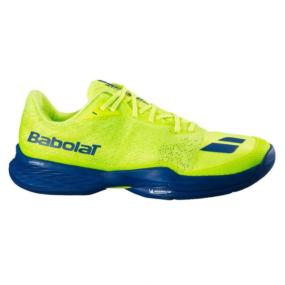 Men`s Jet Mach Pickleball Shoes Fluo Yellow and Estate Blue Footwear Babolat