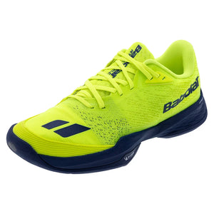 Men`s Jet Mach Pickleball Shoes Fluo Yellow and Estate Blue Footwear Babolat