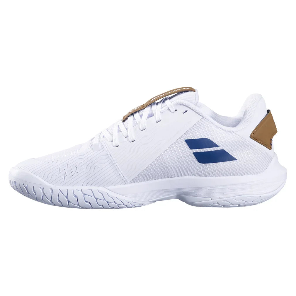 Men`s Jet Tere 2 Wimbledon Tennis Shoes White and Blue Navy Footwear Babolat
