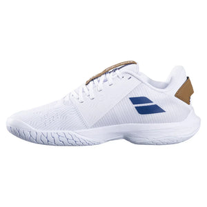 Men`s Jet Tere 2 Wimbledon Tennis Shoes White and Blue Navy Footwear Babolat