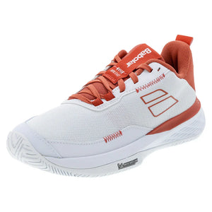 Women`s SFX Evo All Court Tennis Shoes White and Terra Cotta Footwear Babolat