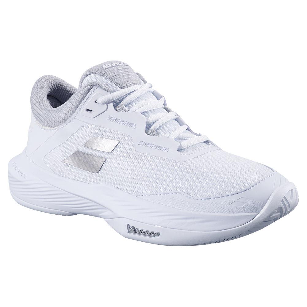 Women`s SFX 4 Tennis Shoes White and Silver Footwear Babolat