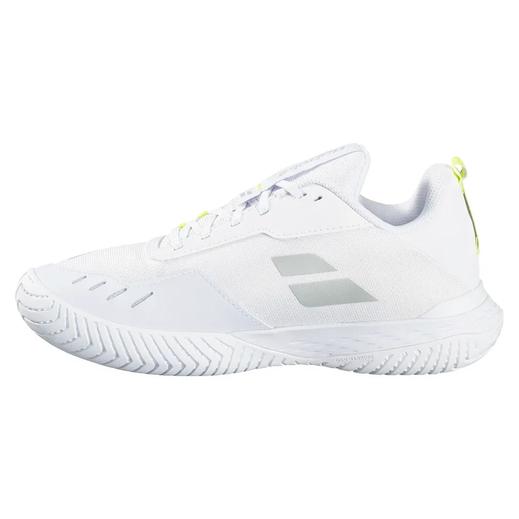 Women`s SFX Evo Pickleball Shoes White and Silver Footwear Babolat