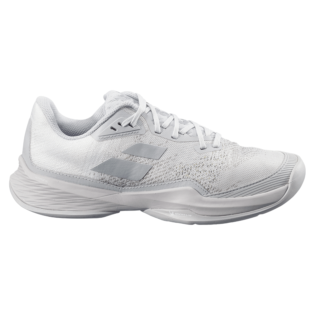Women`s Jet Mach 3 Tennis Shoes White and Grey Footwear Babolat