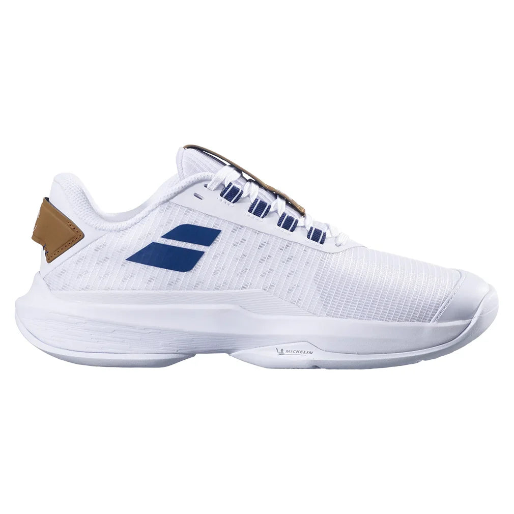 Women`s Jet Tere 2 Wimbledon Tennis Shoes White and Blue Navy Footwear Babolat