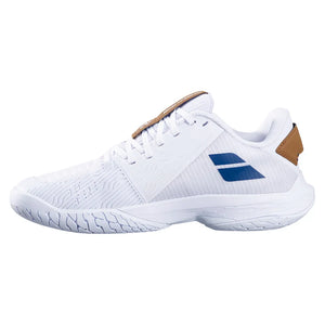 Women`s Jet Tere 2 Wimbledon Tennis Shoes White and Blue Navy Footwear Babolat