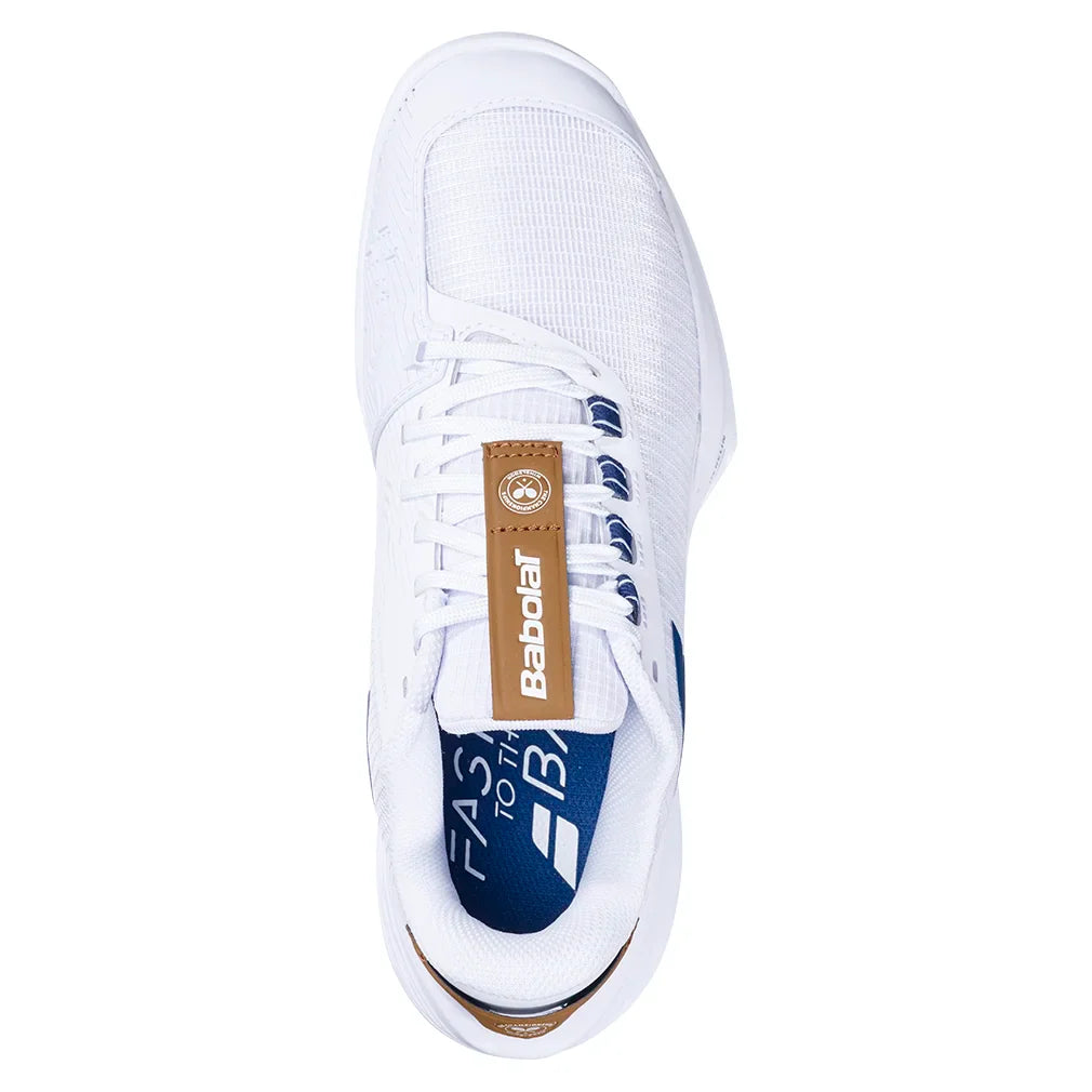Women`s Jet Tere 2 Wimbledon Tennis Shoes White and Blue Navy Footwear Babolat