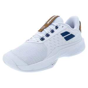Women`s Jet Tere 2 Wimbledon Tennis Shoes White and Blue Navy Footwear Babolat
