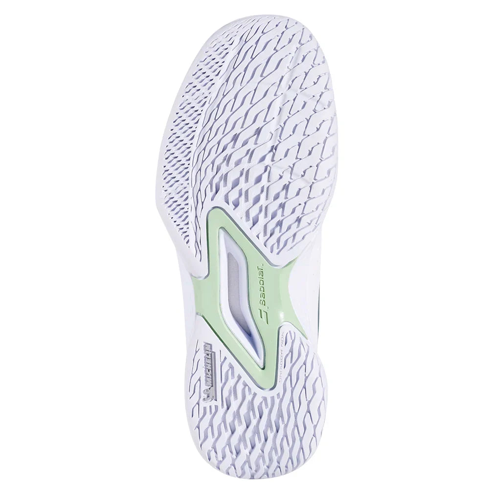 Juniors` Propulse Tennis Shoes White and Dark Green Footwear Babolat