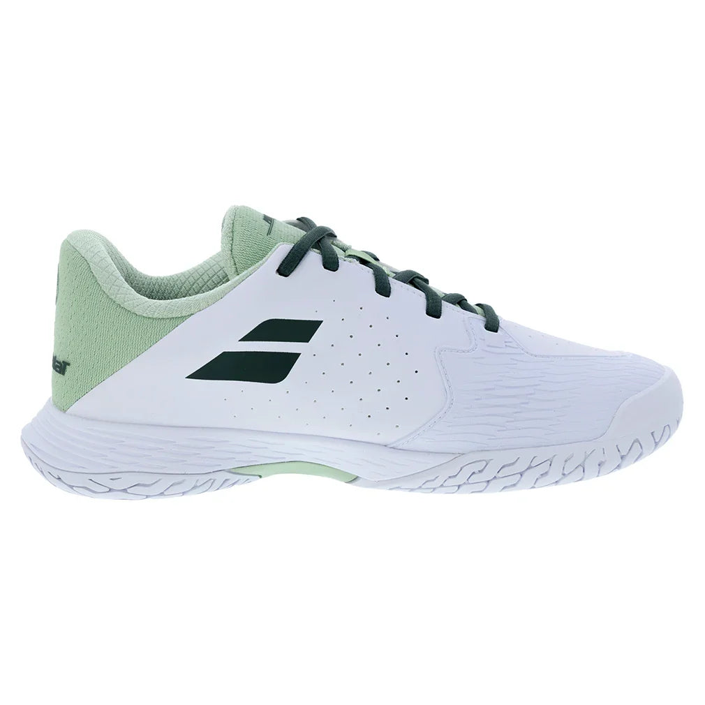 Juniors` Propulse Tennis Shoes White and Dark Green Footwear Babolat