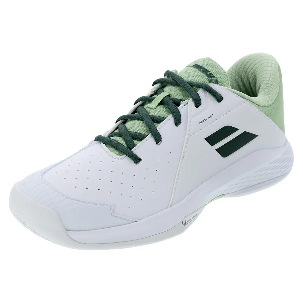 Juniors` Propulse Tennis Shoes White and Dark Green Footwear Babolat