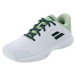 Juniors` Propulse Tennis Shoes White and Dark Green Footwear Babolat