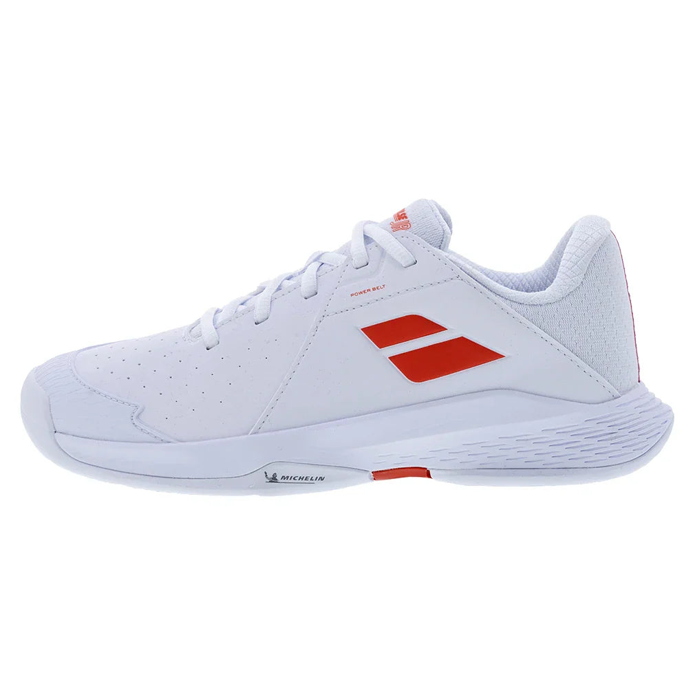 Juniors` Propulse 3 Tennis Shoes White and Coral Footwear Babolat