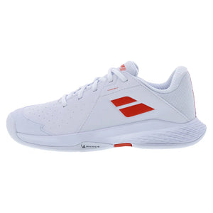 Juniors` Propulse 3 Tennis Shoes White and Coral Footwear Babolat