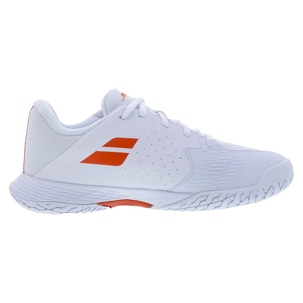 Juniors` Propulse 3 Tennis Shoes White and Coral Footwear Babolat