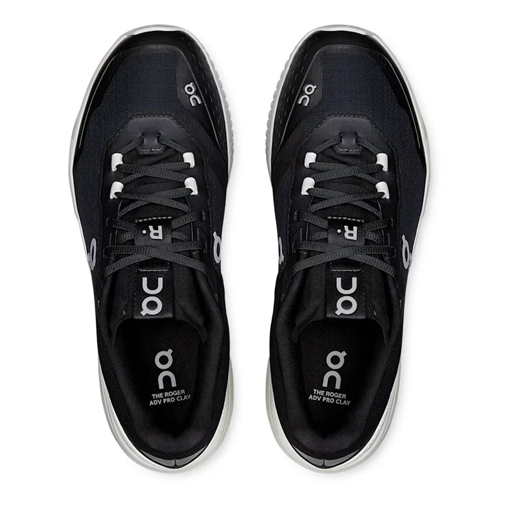 Men`s THE ROGER Advantage Pro Clay Tennis Shoes Black and White Footwear On