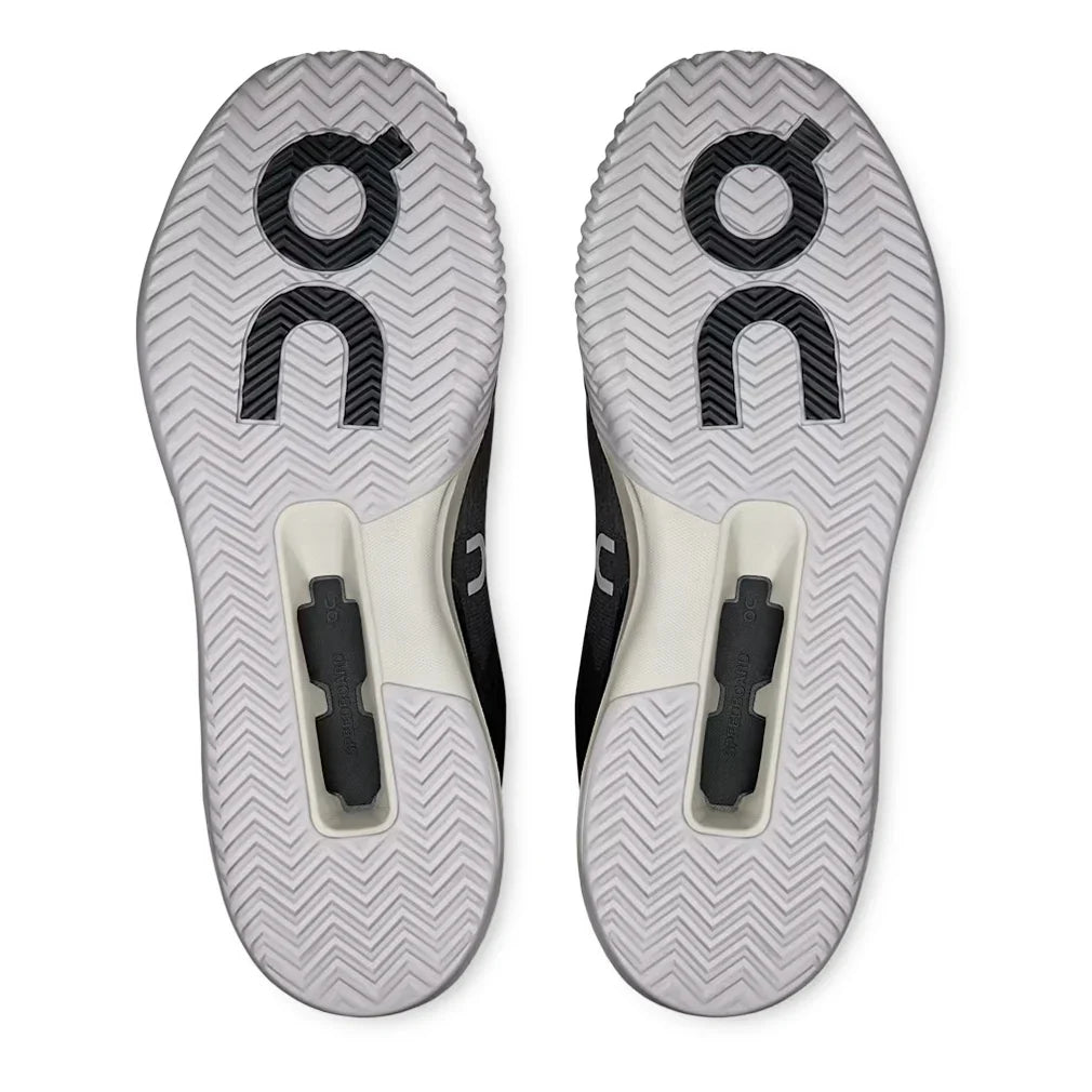 Men`s THE ROGER Advantage Pro Clay Tennis Shoes Black and White Footwear On