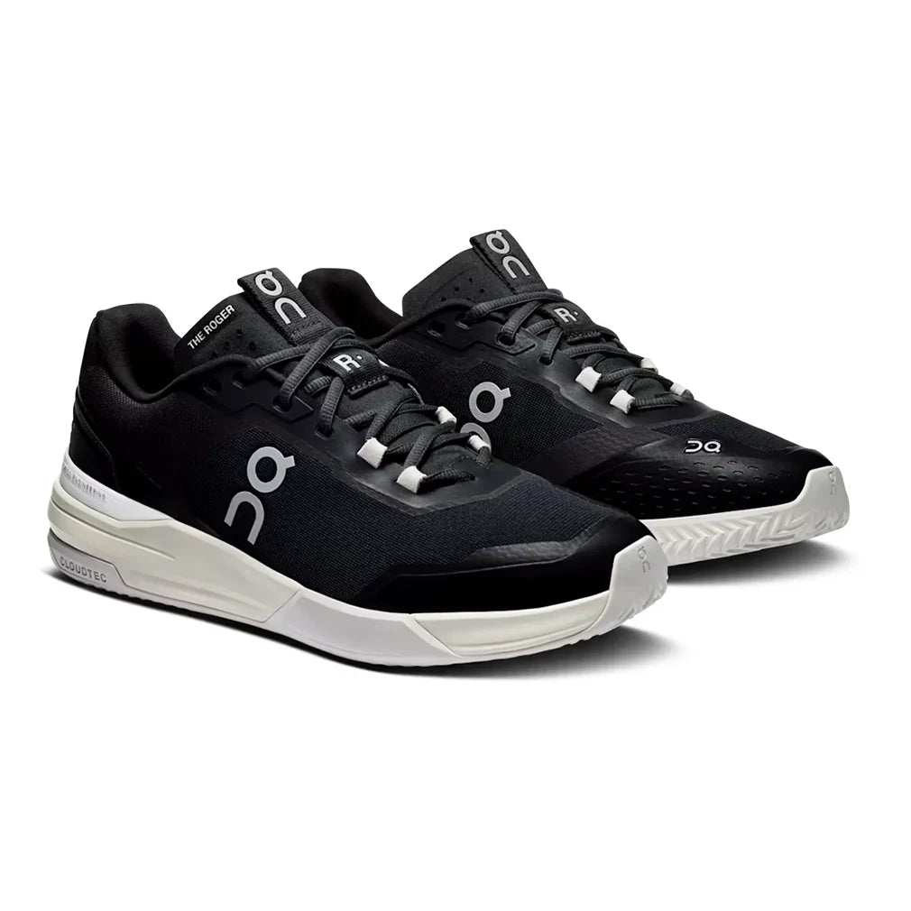 Men`s THE ROGER Advantage Pro Clay Tennis Shoes Black and White Footwear On