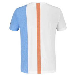 Men`s Play Crew Neck Tennis Top White and Blithe Blue Heather Apparel Babolat