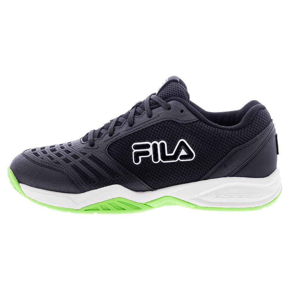 Juniors' Axilus 3 Tennis Shoes Black and Green Gecko Footwear Fila