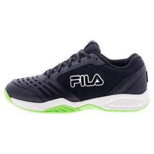 Juniors' Axilus 3 Tennis Shoes Black and Green Gecko Footwear Fila
