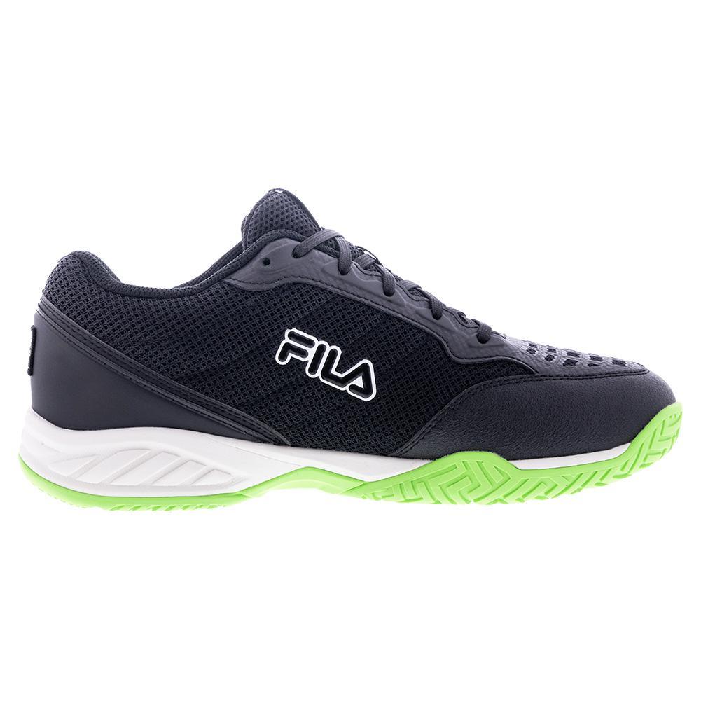 Juniors' Axilus 3 Tennis Shoes Black and Green Gecko Footwear Fila