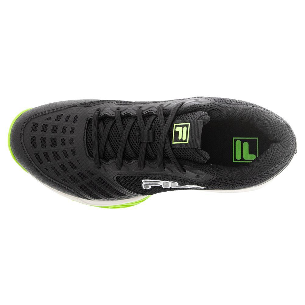 Juniors' Axilus 3 Tennis Shoes Black and Green Gecko Footwear Fila