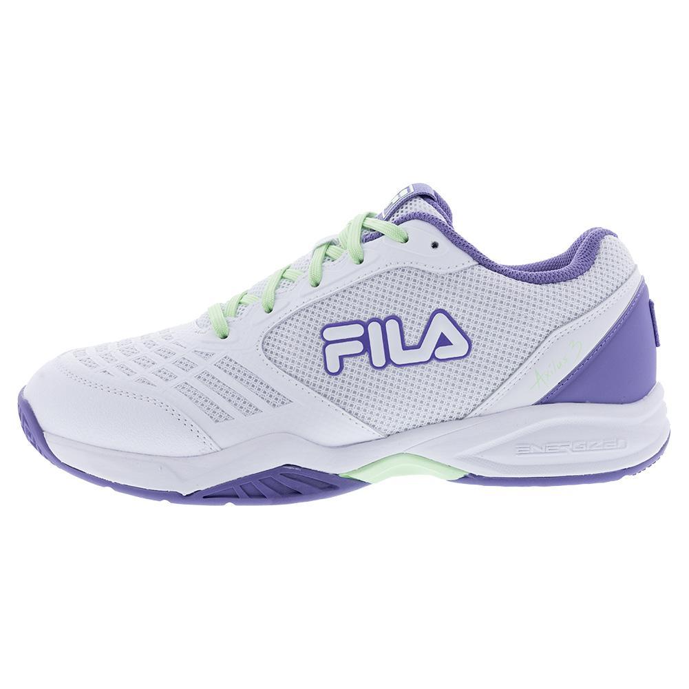 Juniors' Axilus 3 Tennis Shoes White and Patina Green Footwear Fila