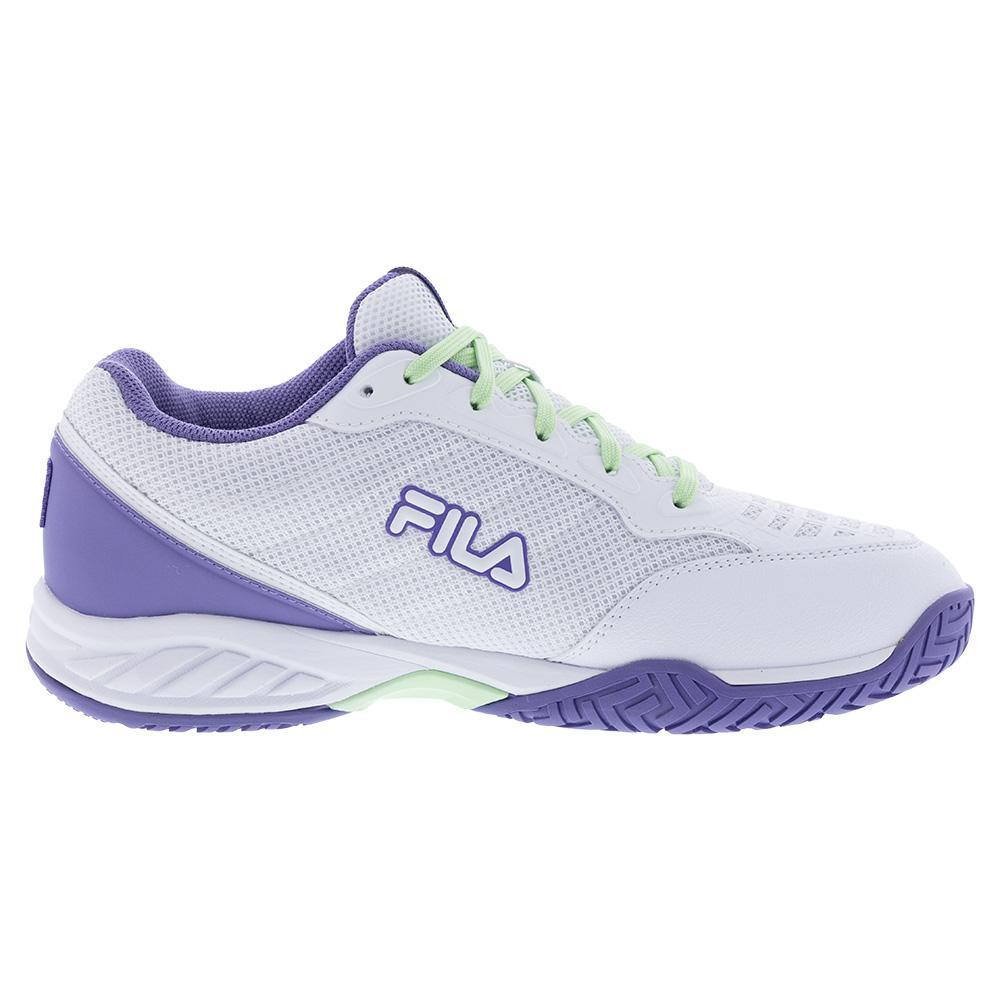 Juniors' Axilus 3 Tennis Shoes White and Patina Green Footwear Fila