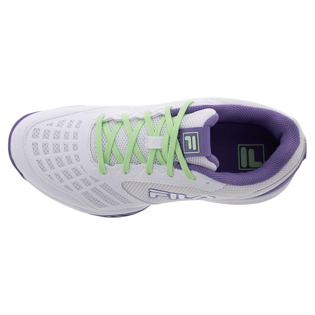 Juniors' Axilus 3 Tennis Shoes White and Patina Green Footwear Fila