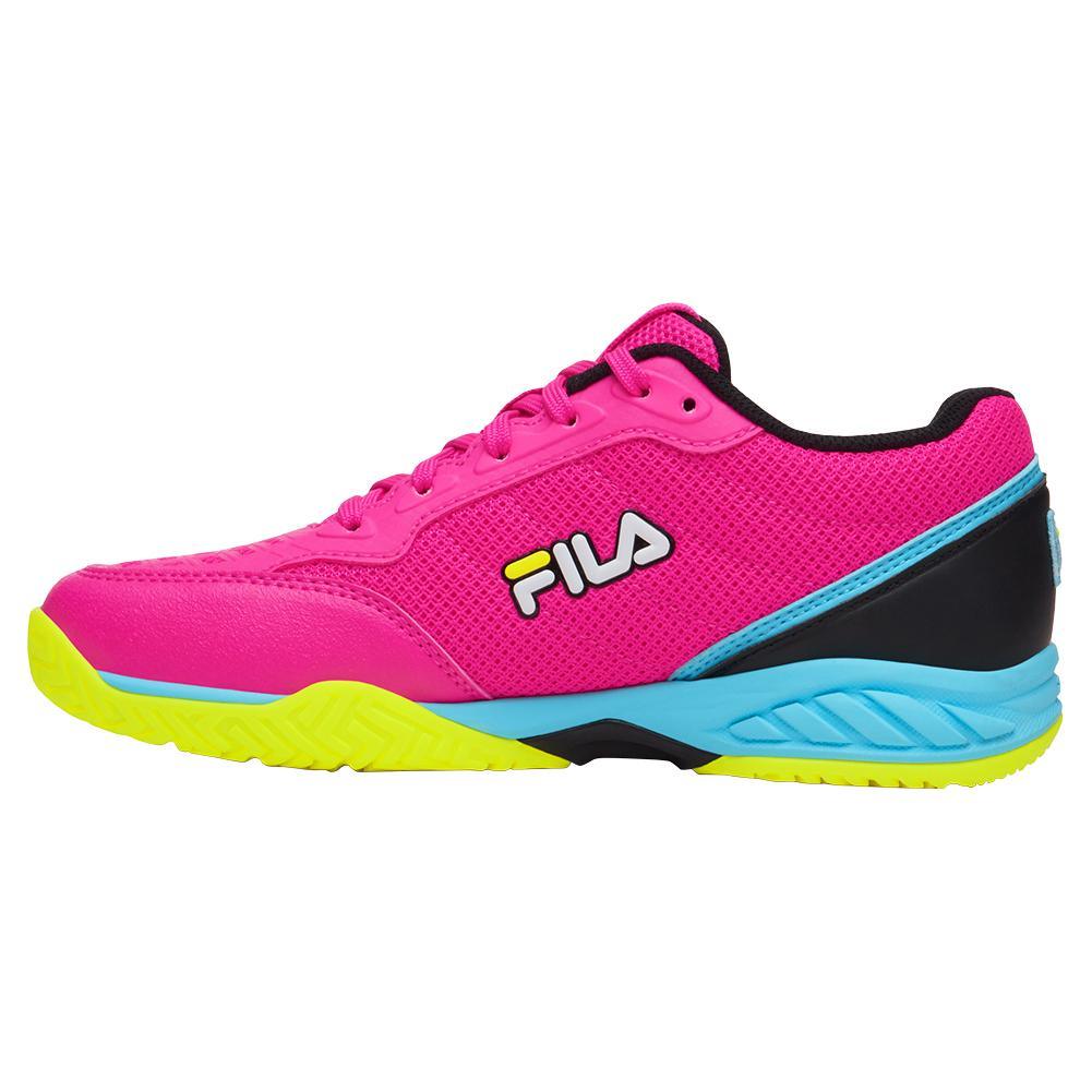Juniors` Axilus 3 Tennis Shoes Pink Glo and Bluefish Fila