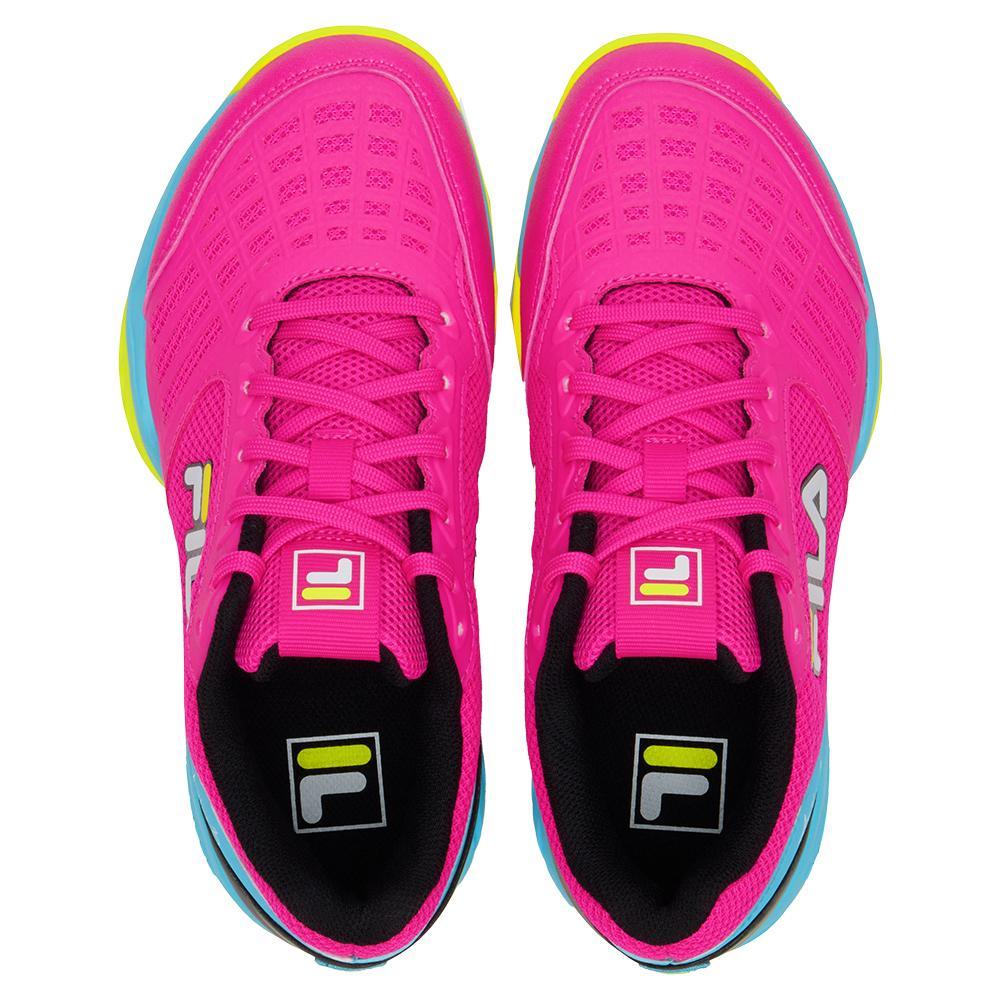Juniors` Axilus 3 Tennis Shoes Pink Glo and Bluefish Fila