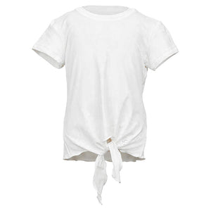 Girls' UV Colors Short Sleeve Tie Tennis Top White Apparel Sofibella
